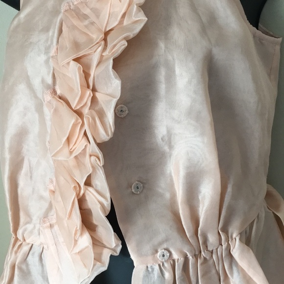 Moda international peach silk ruffle top - Picture 3 of 7